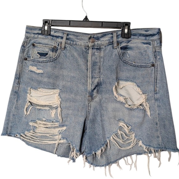 American Eagle Pants - American Eagle 90s Boyfriend Shorts Ripped Thrashed Distressed Denim Womens 14